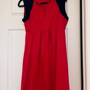 Maternal America Bright Red Dress with Navy Trim